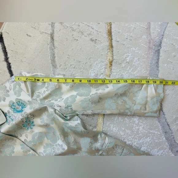 Banana Republic Flowery Blue and Silver Brocade Silk Coat - Picture 5 of 6